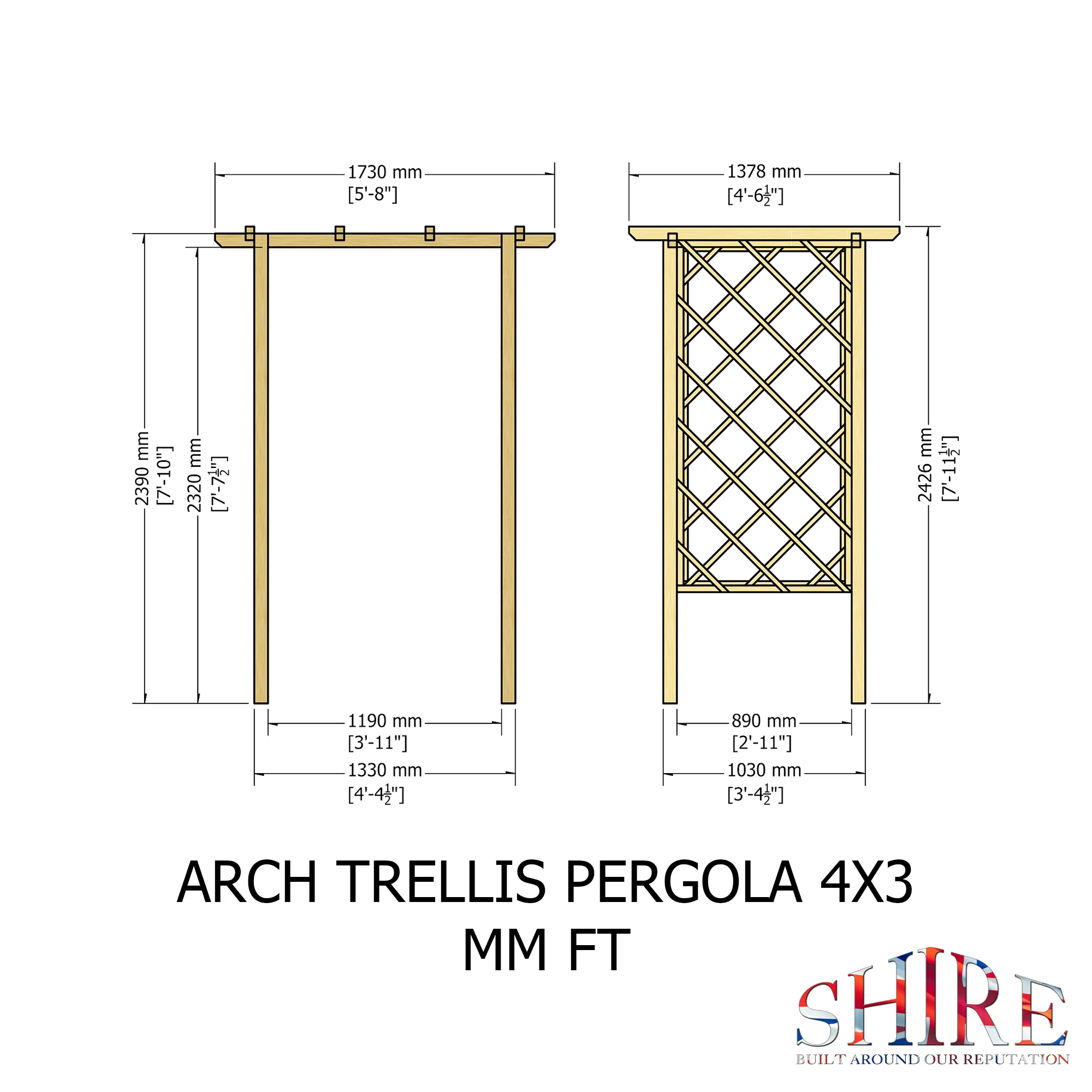Shire 4x3 Arch Trellis Pergola - Image 4