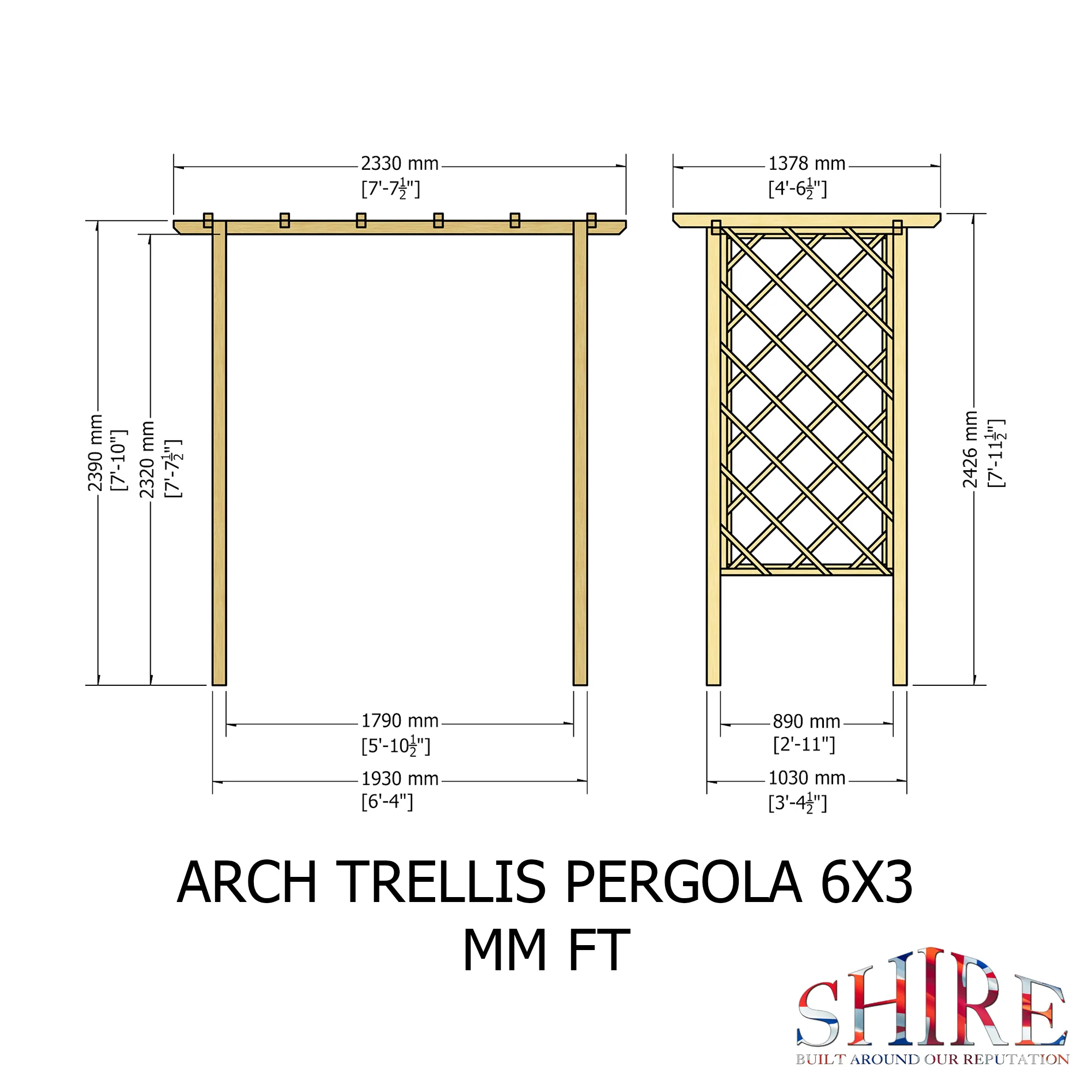 Shire 6x3 Arch Trellis Pergola - Image 4
