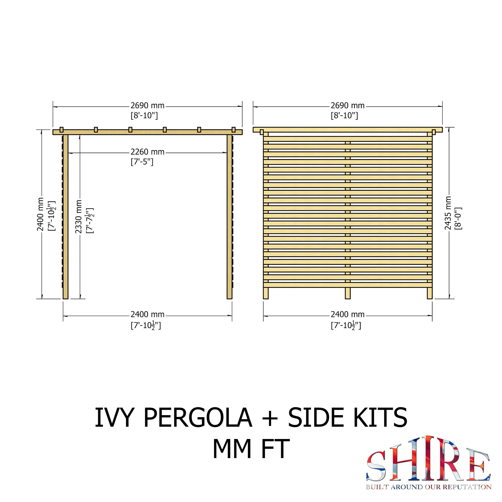 Shire 8x8 Ivy Pergola Kit with Sides - Image 3