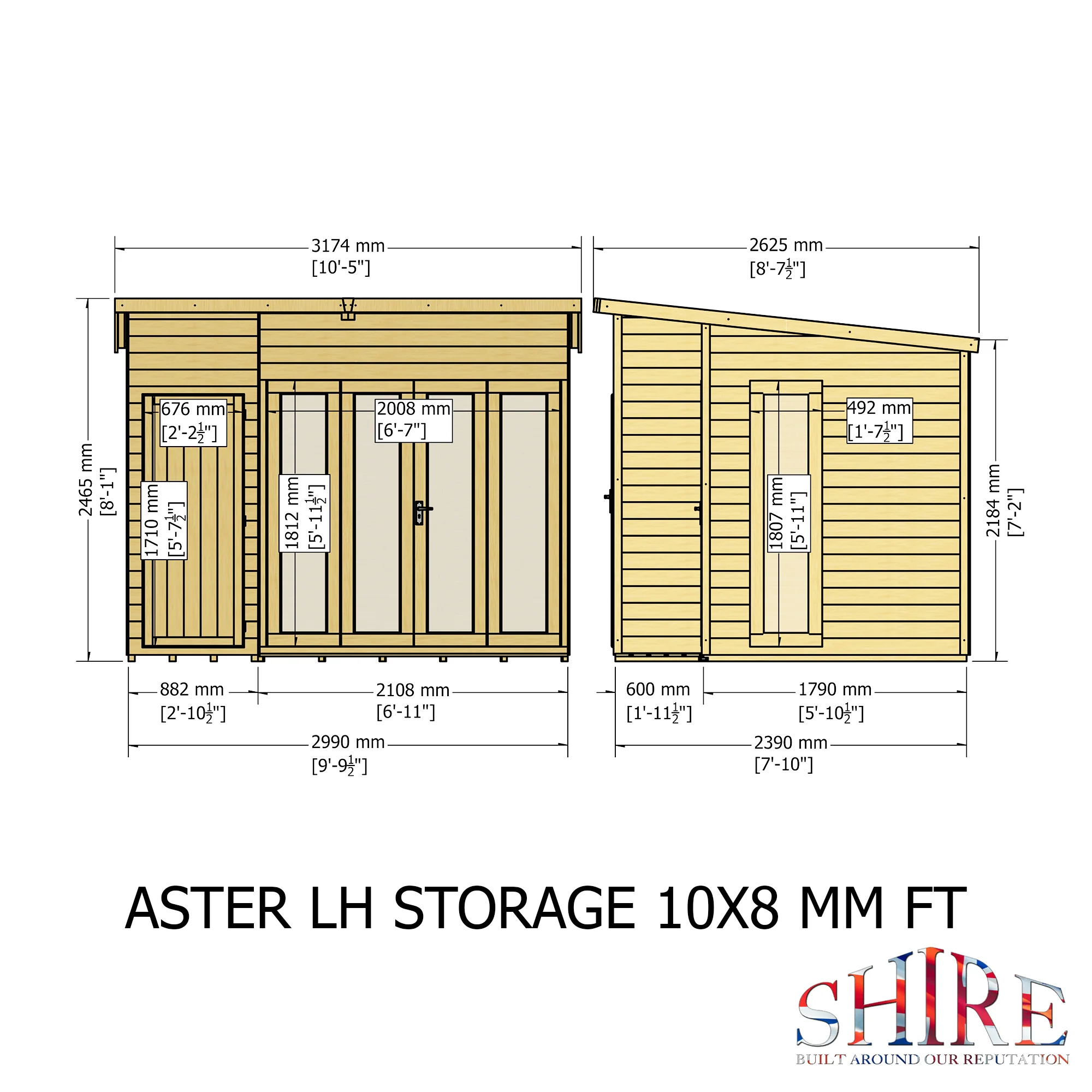 Shire Aster 10x8 Summerhouse Left Hand Store Version - Image 11