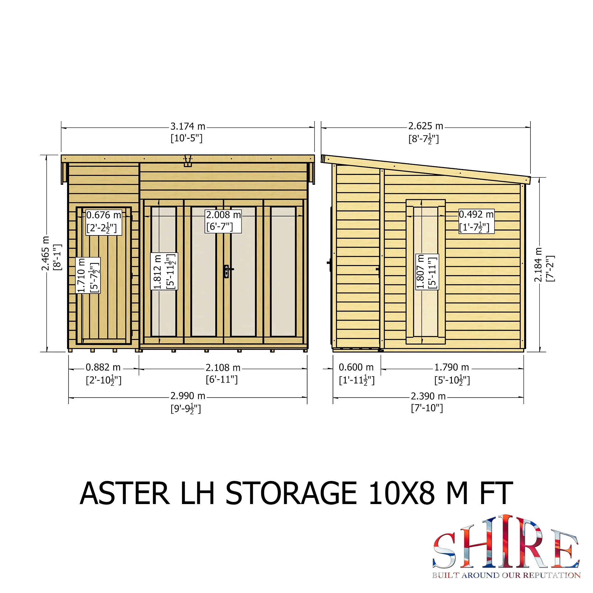 Shire Aster 10x8 Summerhouse Left Hand Store Version - Image 13