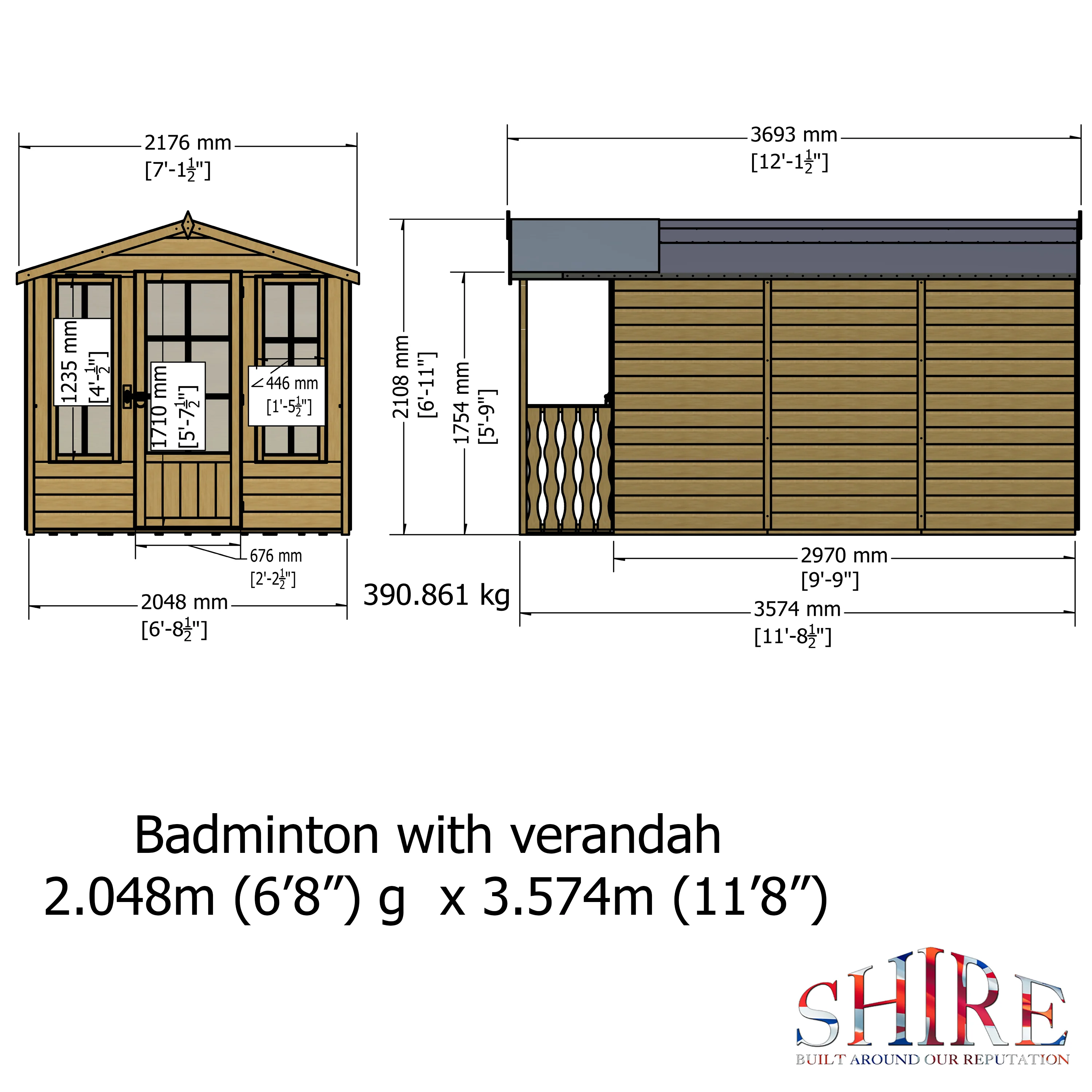 Shire Badminton 7x10 Summerhouse with Verandah - Image 4