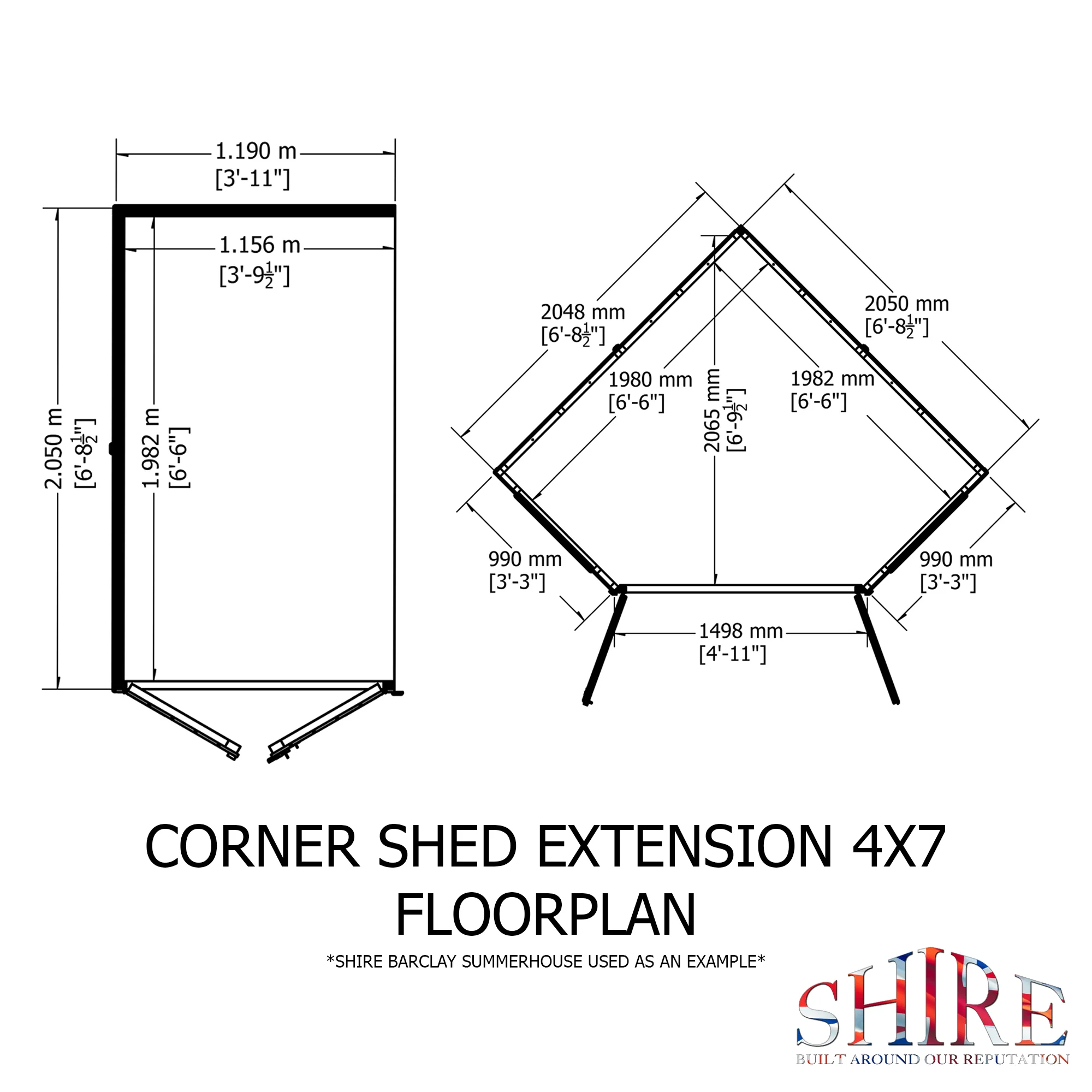 Shire Barclay 7x11 Corner Summerhouse with Side Shed - Image 3