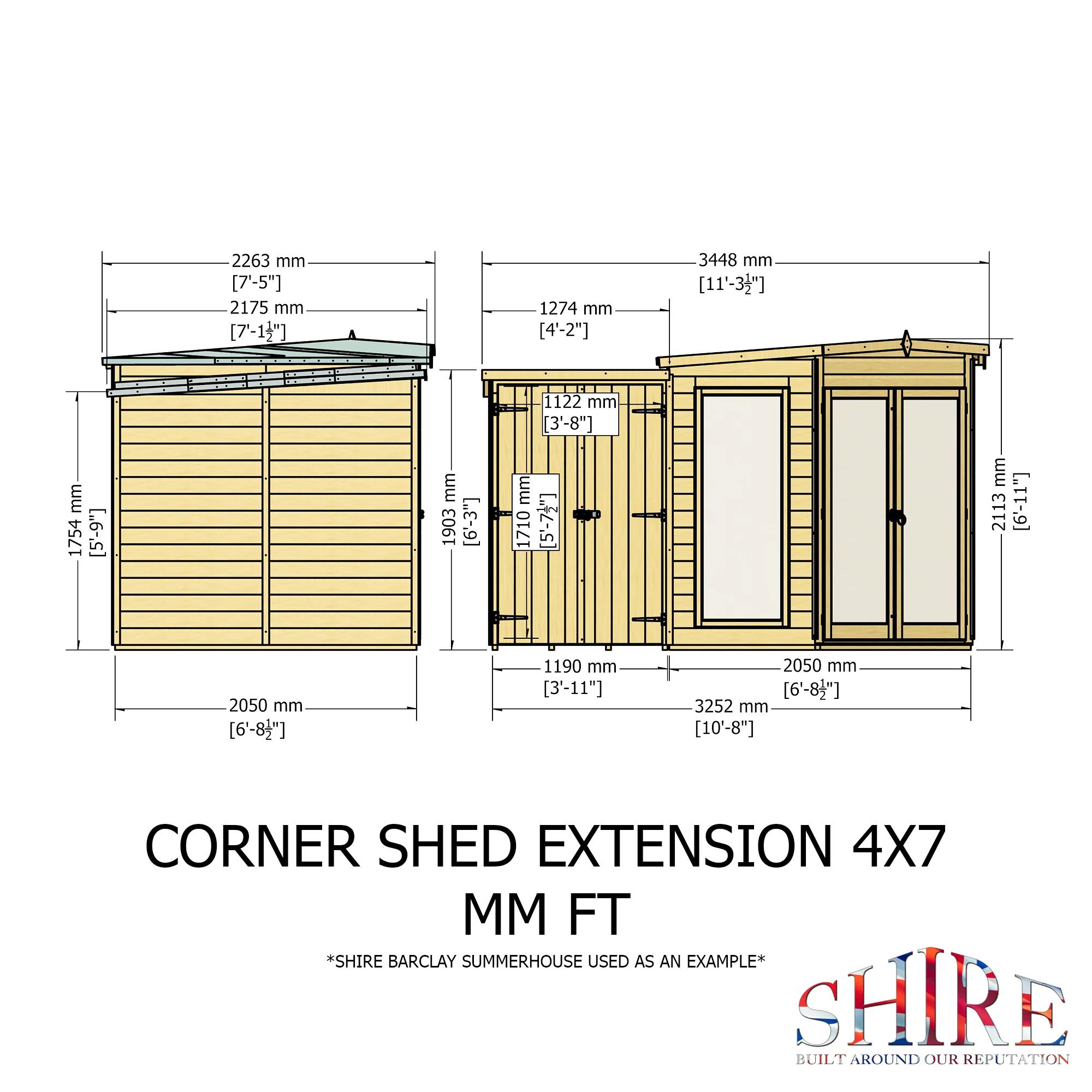 Shire Barclay 7x11 Corner Summerhouse with Side Shed - Image 4