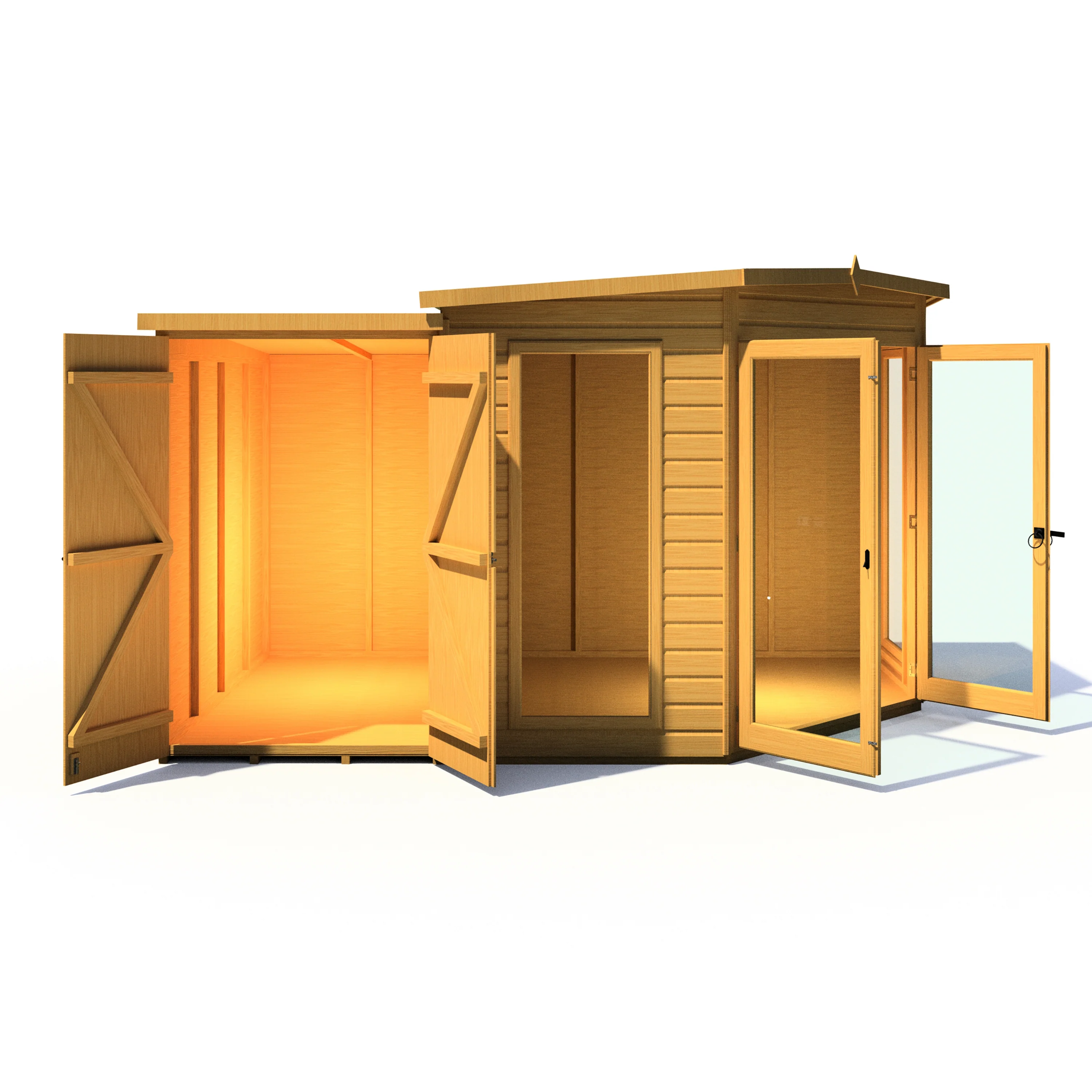 Shire Barclay 8x12 Corner Summerhouse with Side Shed - Image 2
