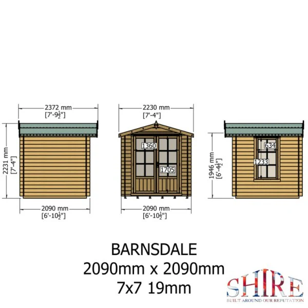 Shire Barnsdale 7x7 19mm Log Cabin - Image 4