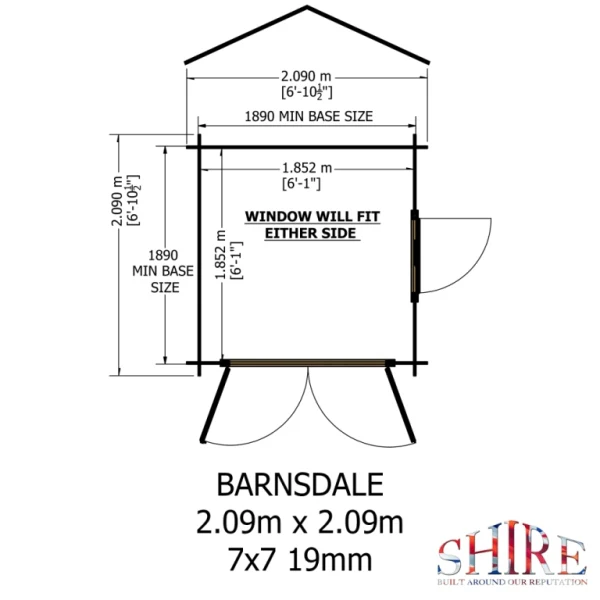 Shire Barnsdale 7x7 19mm Log Cabin - Image 5