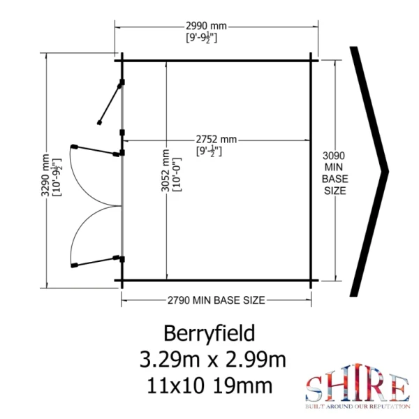 Shire Berryfield 11x10 19mm Log Cabin - Image 4
