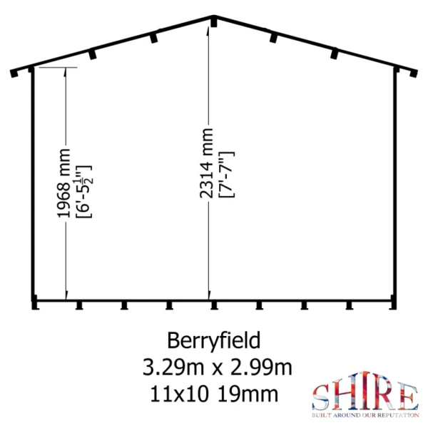 Shire Berryfield 11x10 19mm Log Cabin - Image 5