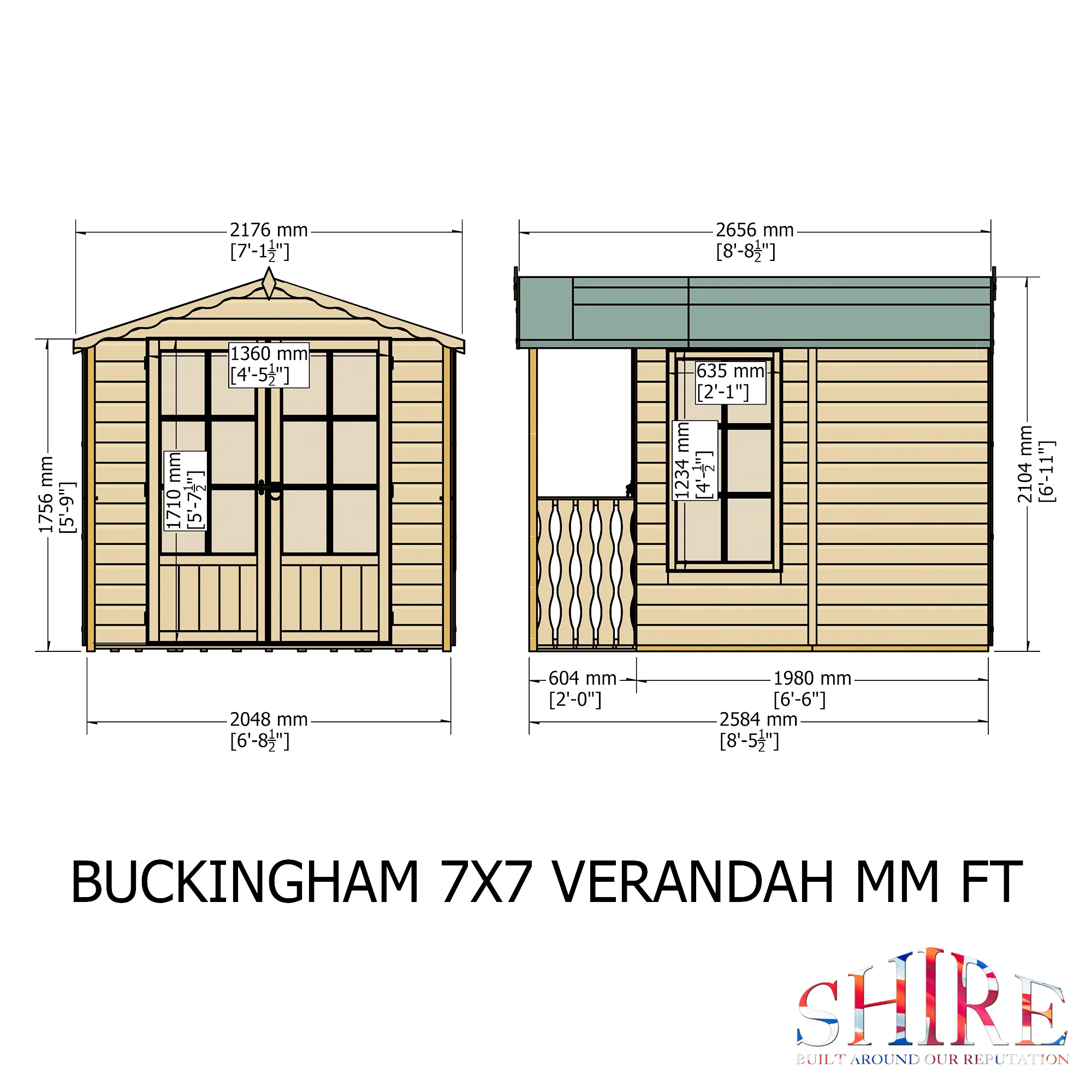 Shire Buckingham 7x7 Summerhouse with Verandah - Image 5