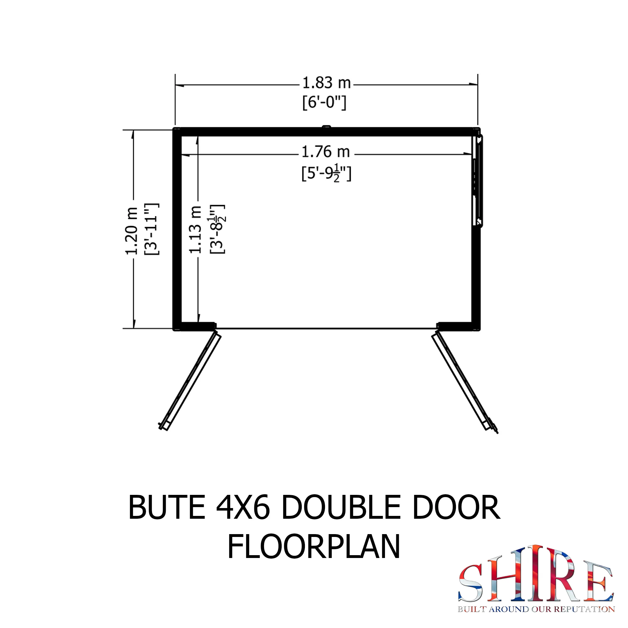 Shire Bute Shiplap Apex Double Door 4x6 Shed - Image 3
