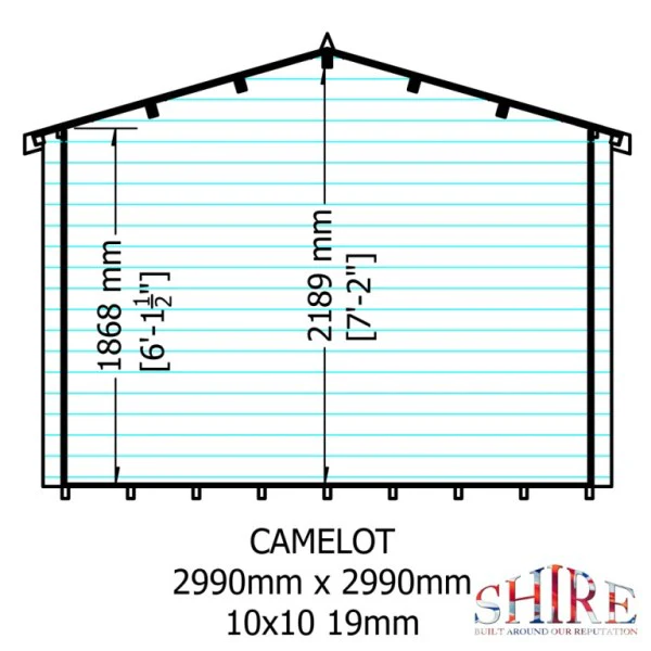 Shire Camelot 10x10 19mm Log Cabin - Image 3