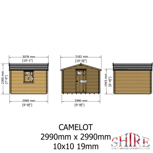 Shire Camelot 10x10 19mm Log Cabin - Image 4