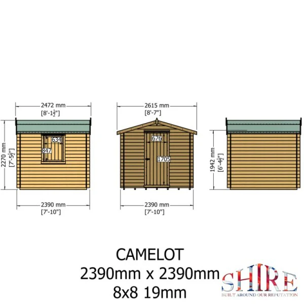 Shire Camelot 8x8 19mm Log Cabin - Image 3