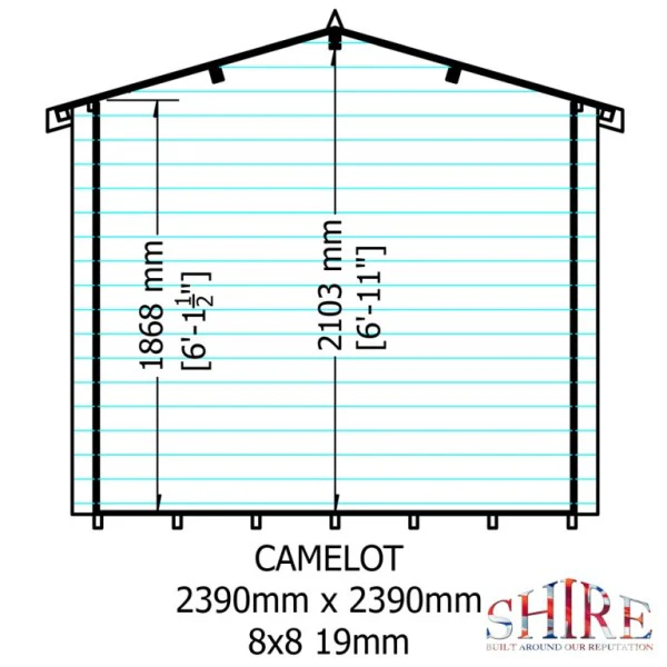 Shire Camelot 8x8 19mm Log Cabin - Image 4