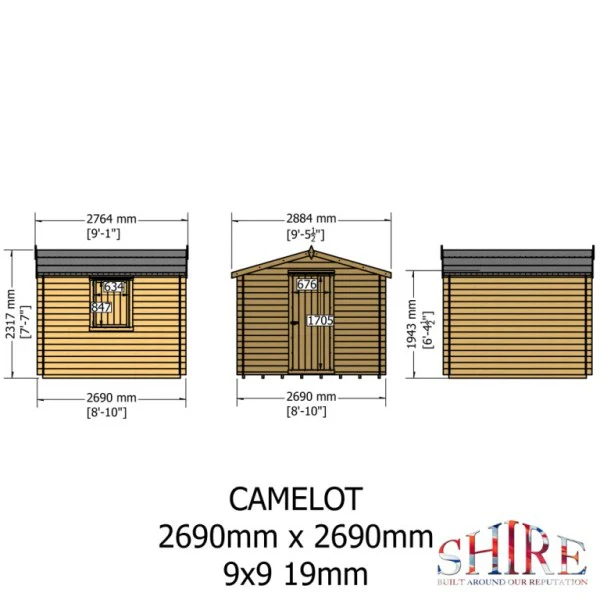 Shire Camelot 9x9 19mm Log Cabin - Image 2