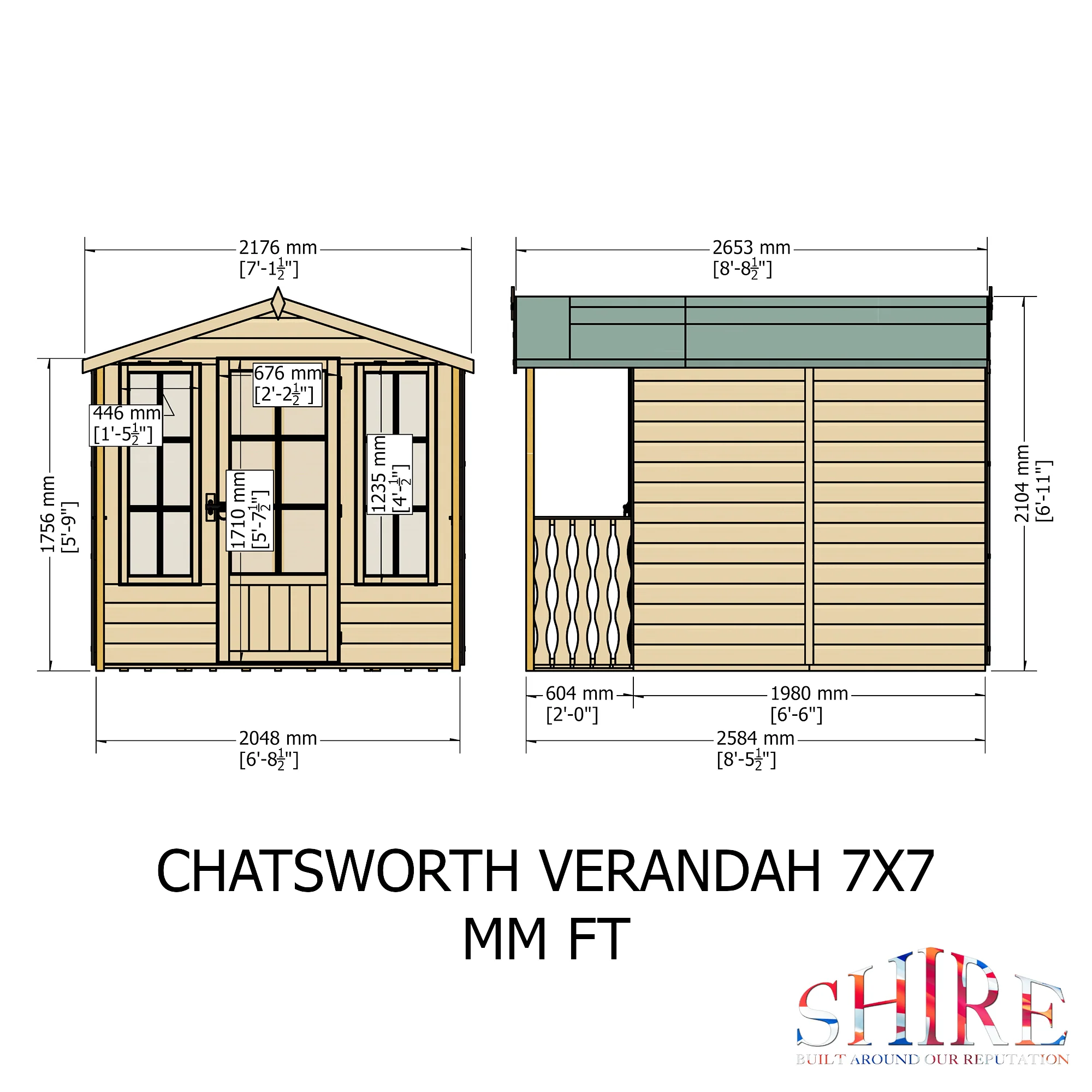 Shire Chatsworth 7x7 Summerhouse with Verandah - Image 4
