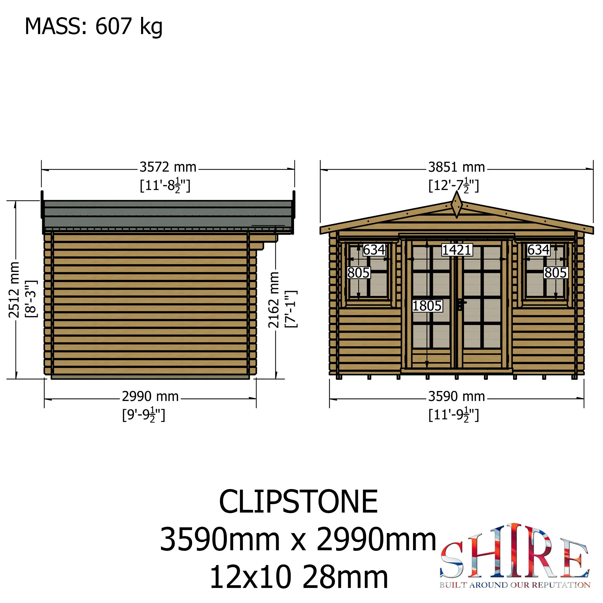 Shire Clipstone 12x10 Log Cabin - Image 10