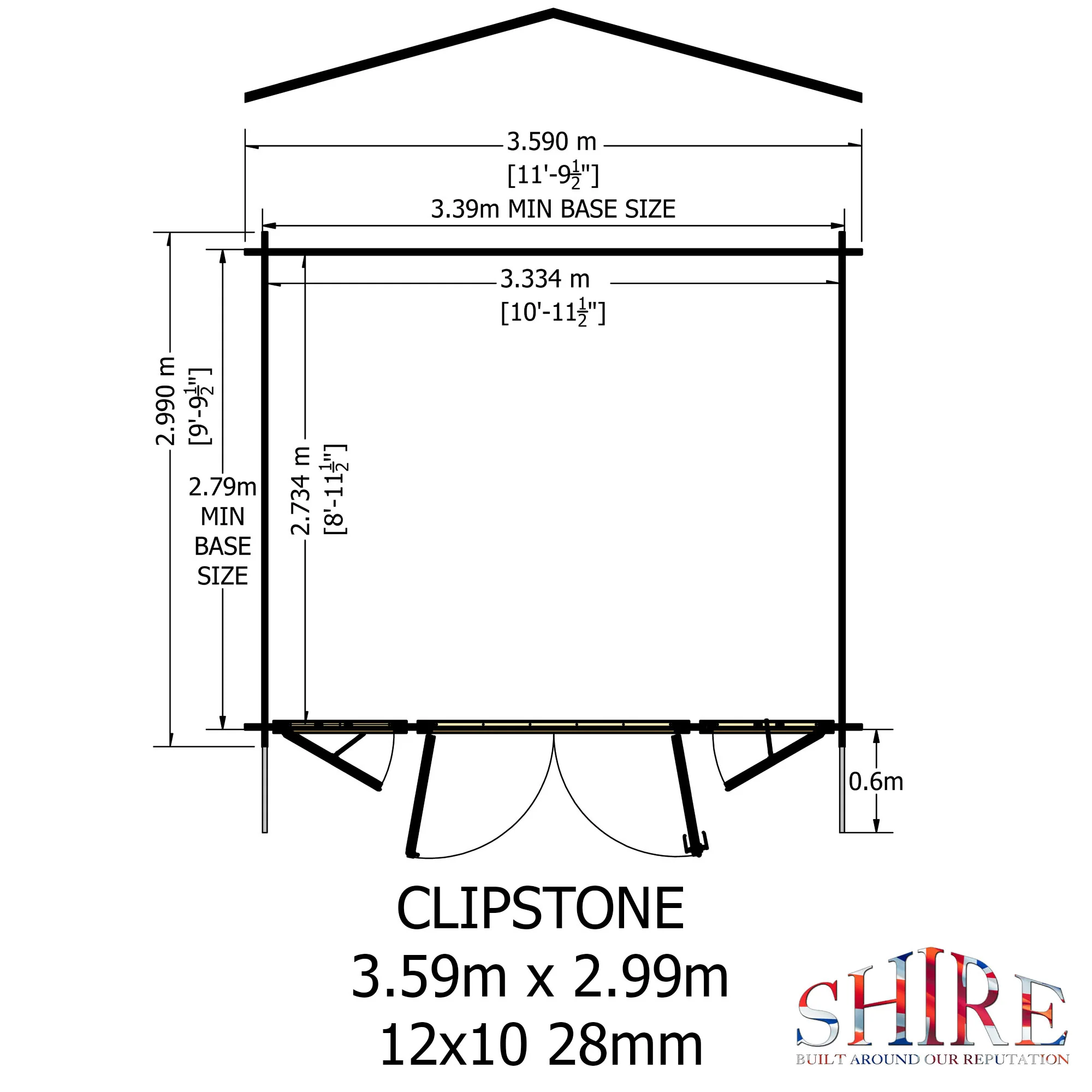 Shire Clipstone 12x10 Log Cabin - Image 5