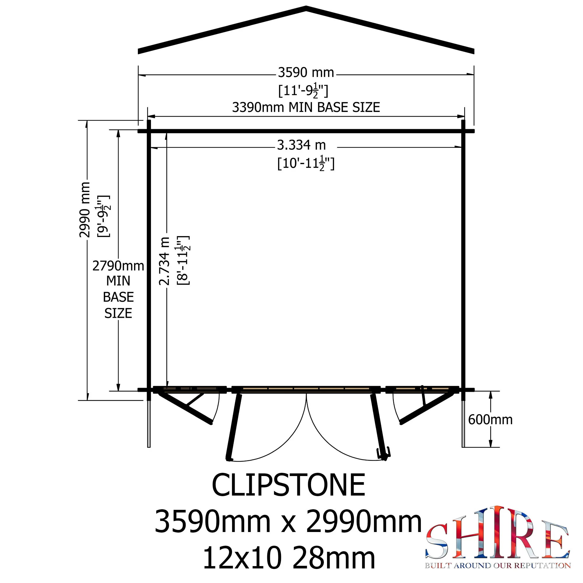 Shire Clipstone 12x10 Log Cabin - Image 6