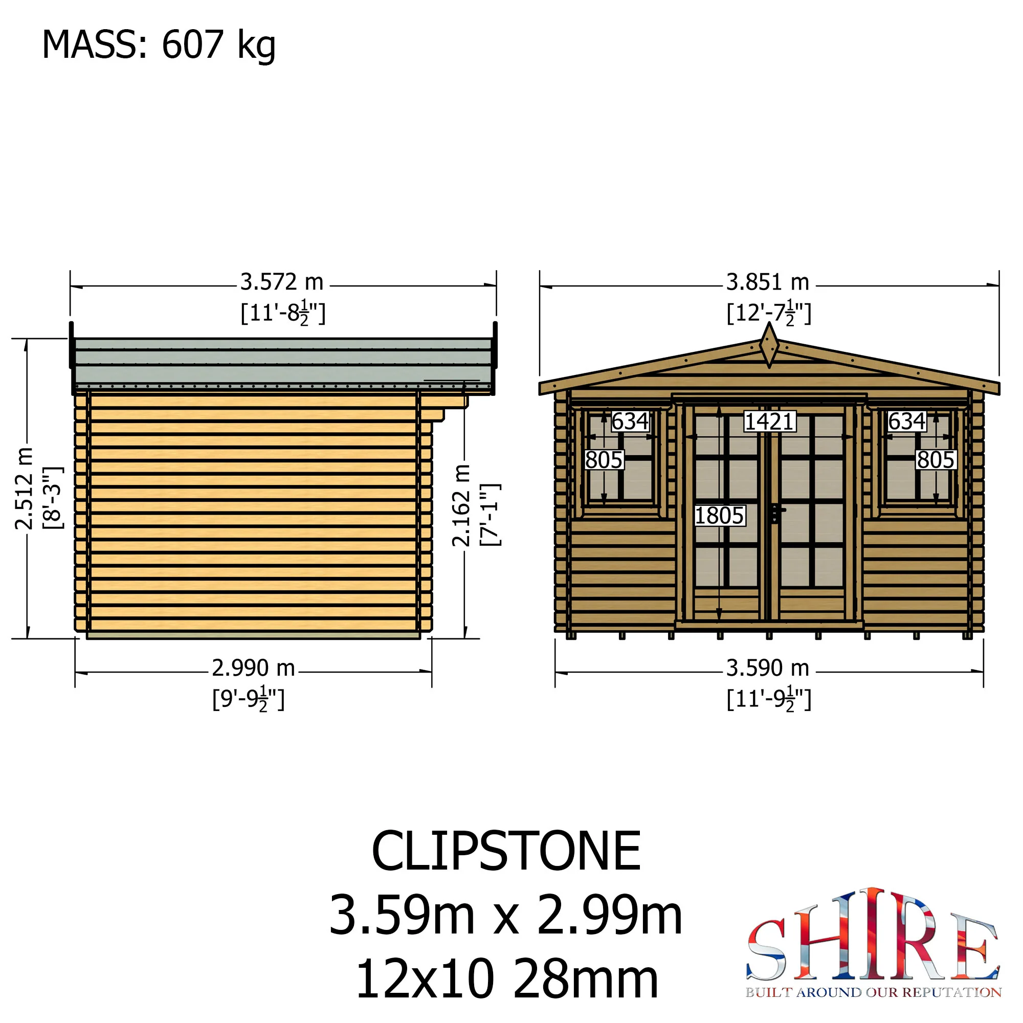 Shire Clipstone 12x10 Log Cabin - Image 9