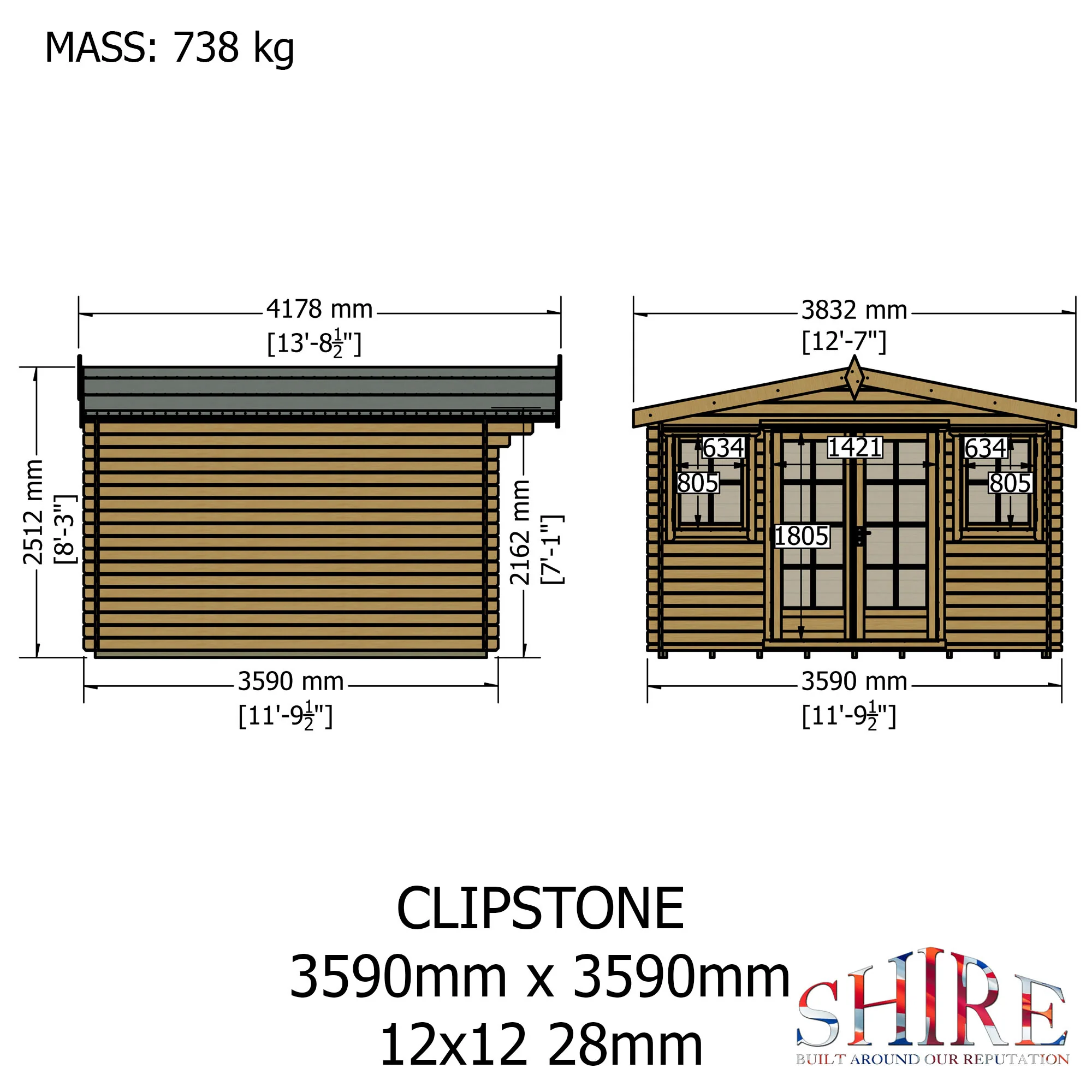 Shire Clipstone 12x12 Log Cabin - Image 3