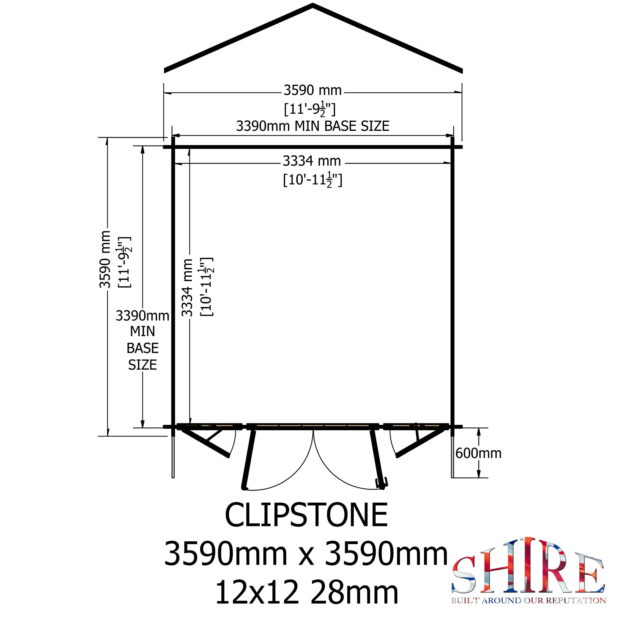 Shire Clipstone 12x12 Log Cabin - Image 5