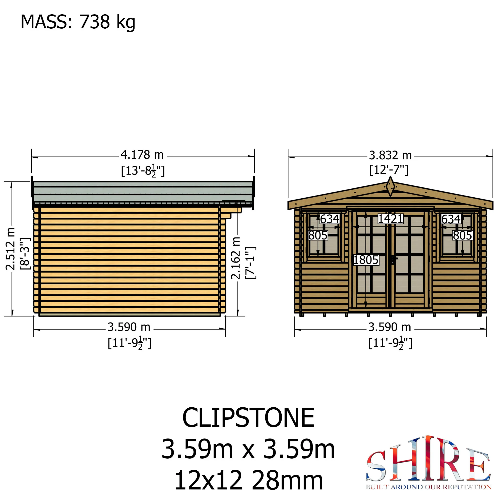 Shire Clipstone 12x12 Log Cabin - Image 8