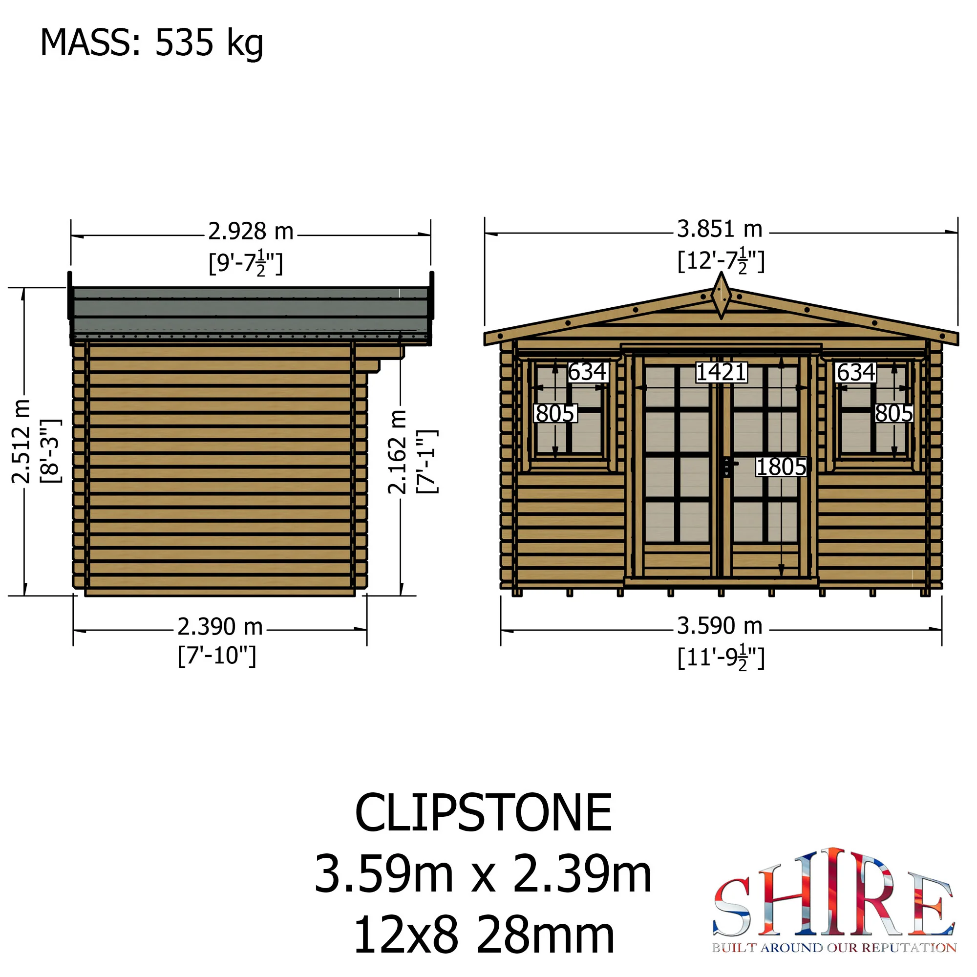 Shire Clipstone 12x8 Log Cabin - Image 3