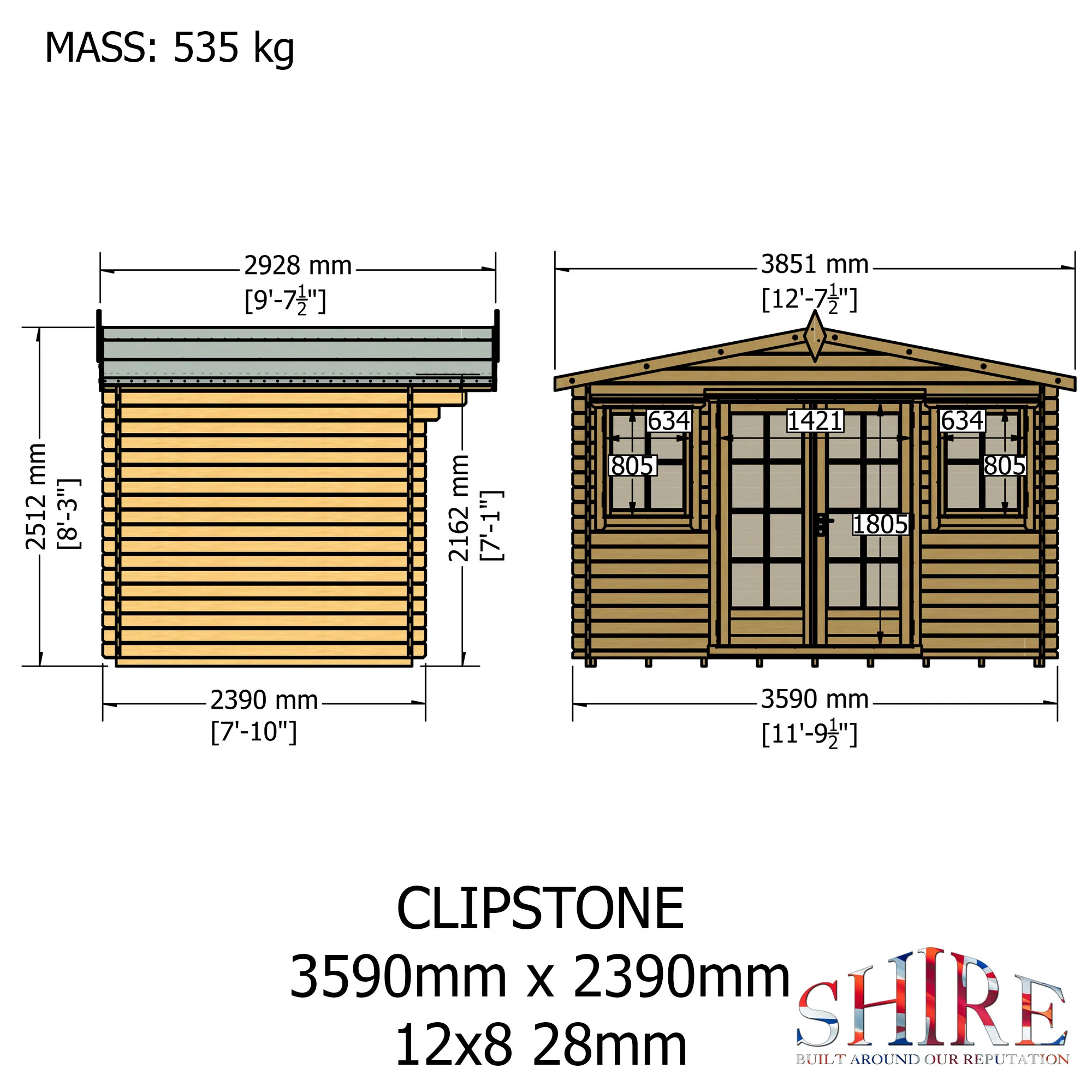 Shire Clipstone 12x8 Log Cabin - Image 4