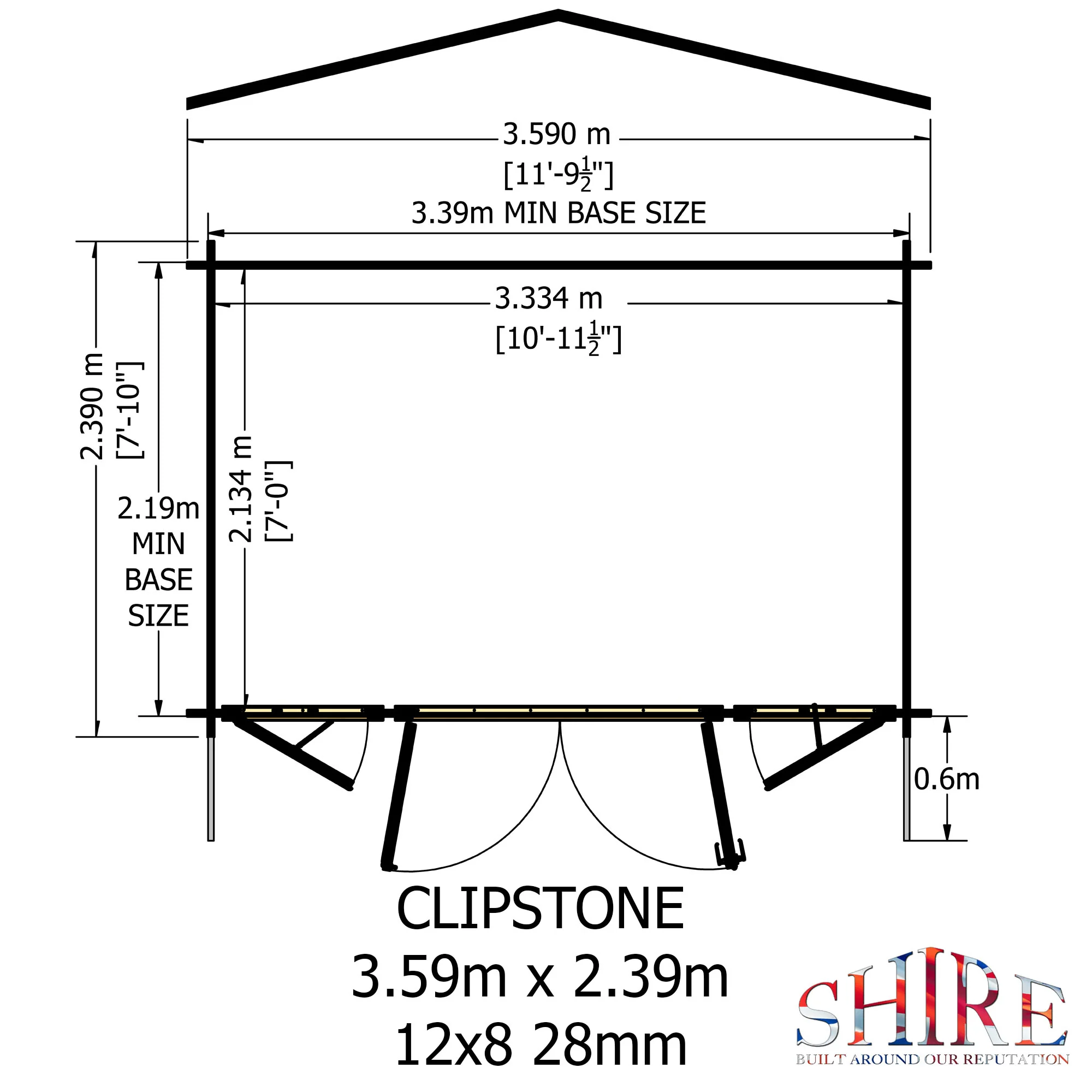 Shire Clipstone 12x8 Log Cabin - Image 7
