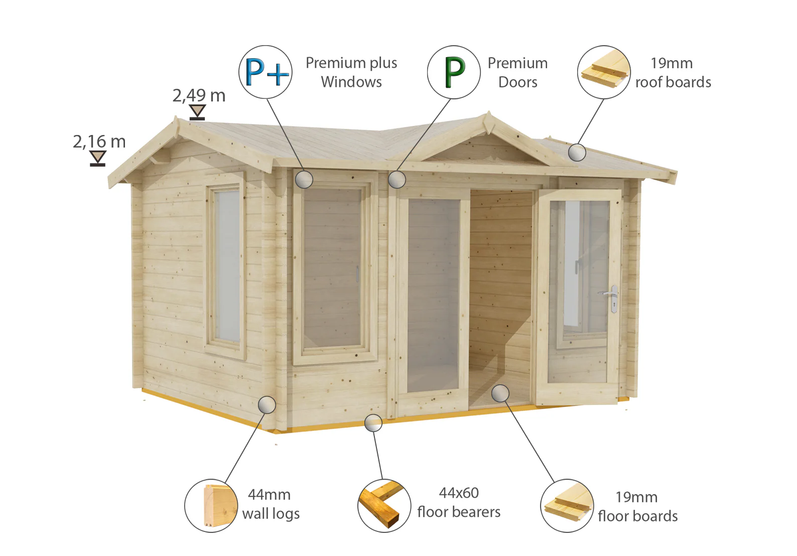 Shire Clockhouse 10x12 44mm Log Cabin - Image 7