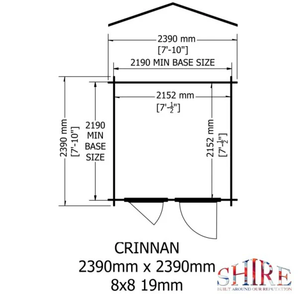 Shire Crinan 8x8 19mm Log Cabin - Image 2
