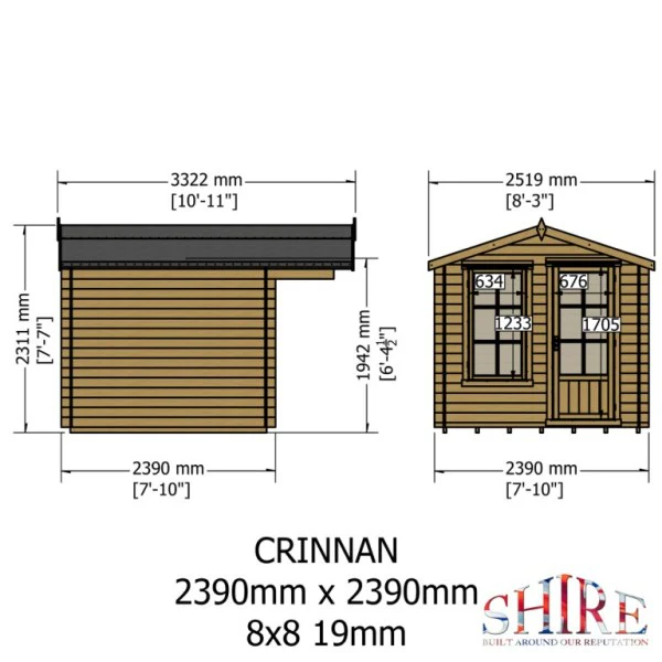 Shire Crinan 8x8 19mm Log Cabin - Image 3