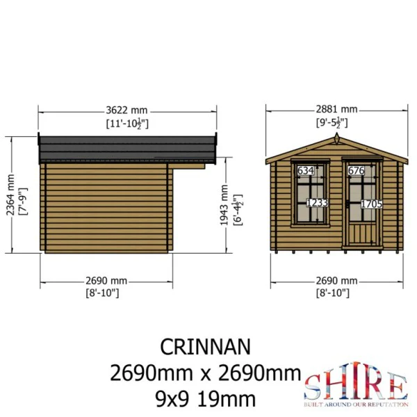 Shire Crinan 9x9 19mm Log Cabin - Image 2