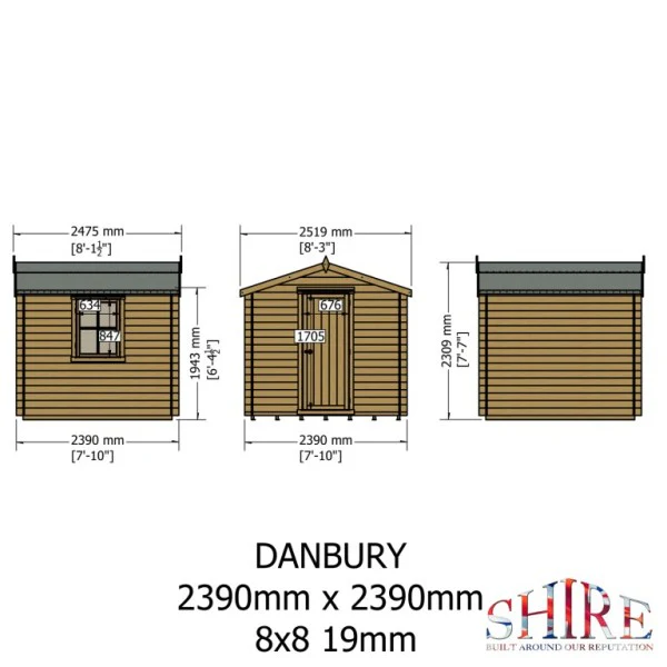 Shire Danbury 8x8 19mm Log Cabin - Image 4