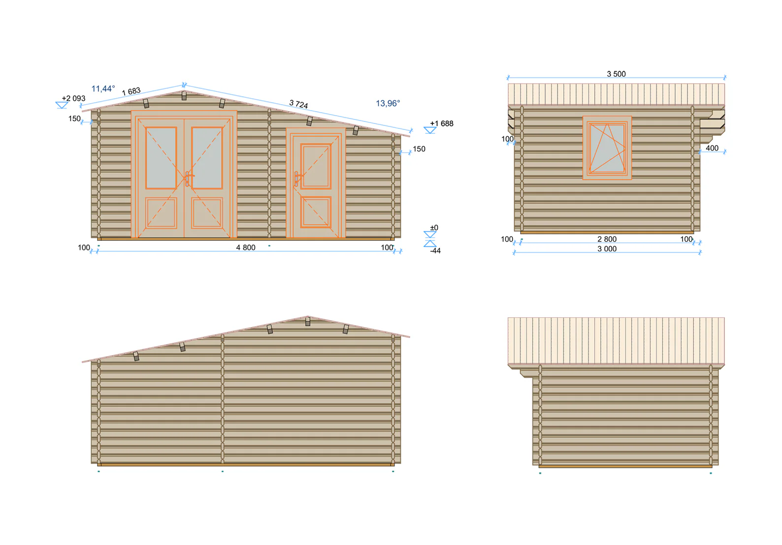 Shire Deko 16x10 44mm Log Cabin - Image 6