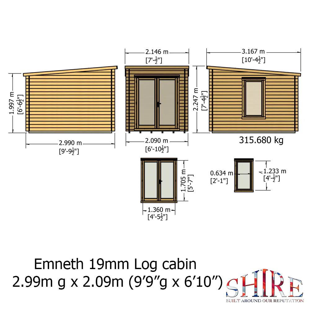 Shire Emmeth 10x7 Log Cabin - Image 4