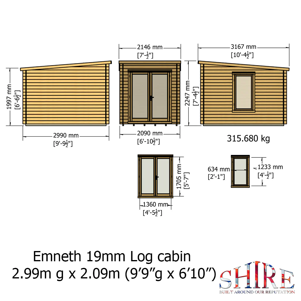 Shire Emmeth 10x7 Log Cabin - Image 5