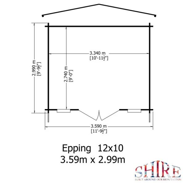 Shire Epping 12x10 28mm Log Cabin - Image 3