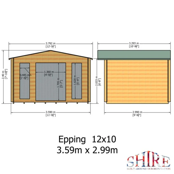Shire Epping 12x10 28mm Log Cabin - Image 4