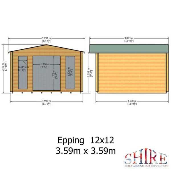 Shire Epping 12x12 28mm Log Cabin - Image 3