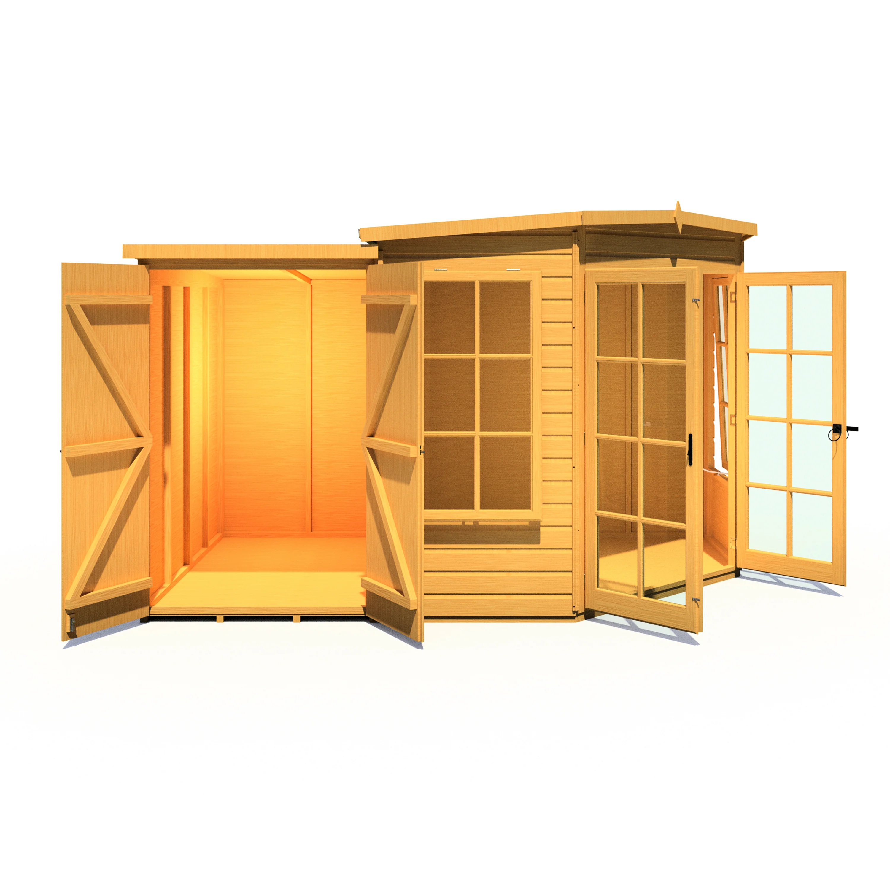 Shire Hampton 7x11 Corner Summerhouse with Side Shed - Image 2