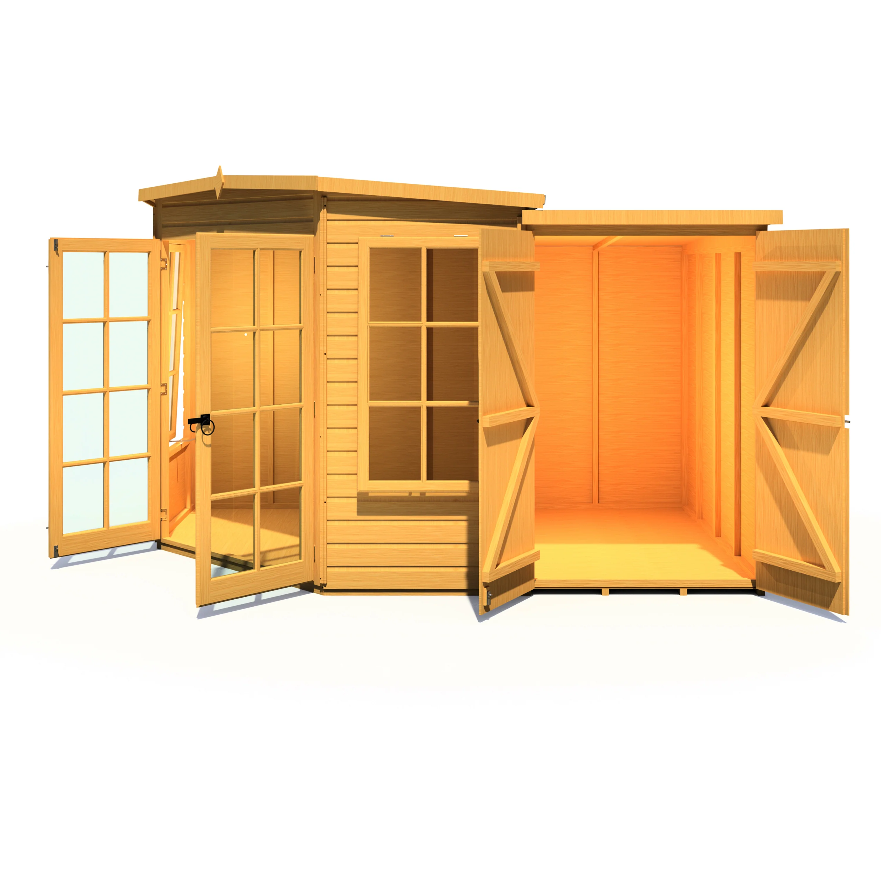 Shire Hampton 7x11 Corner Summerhouse with Side Shed - Image 6