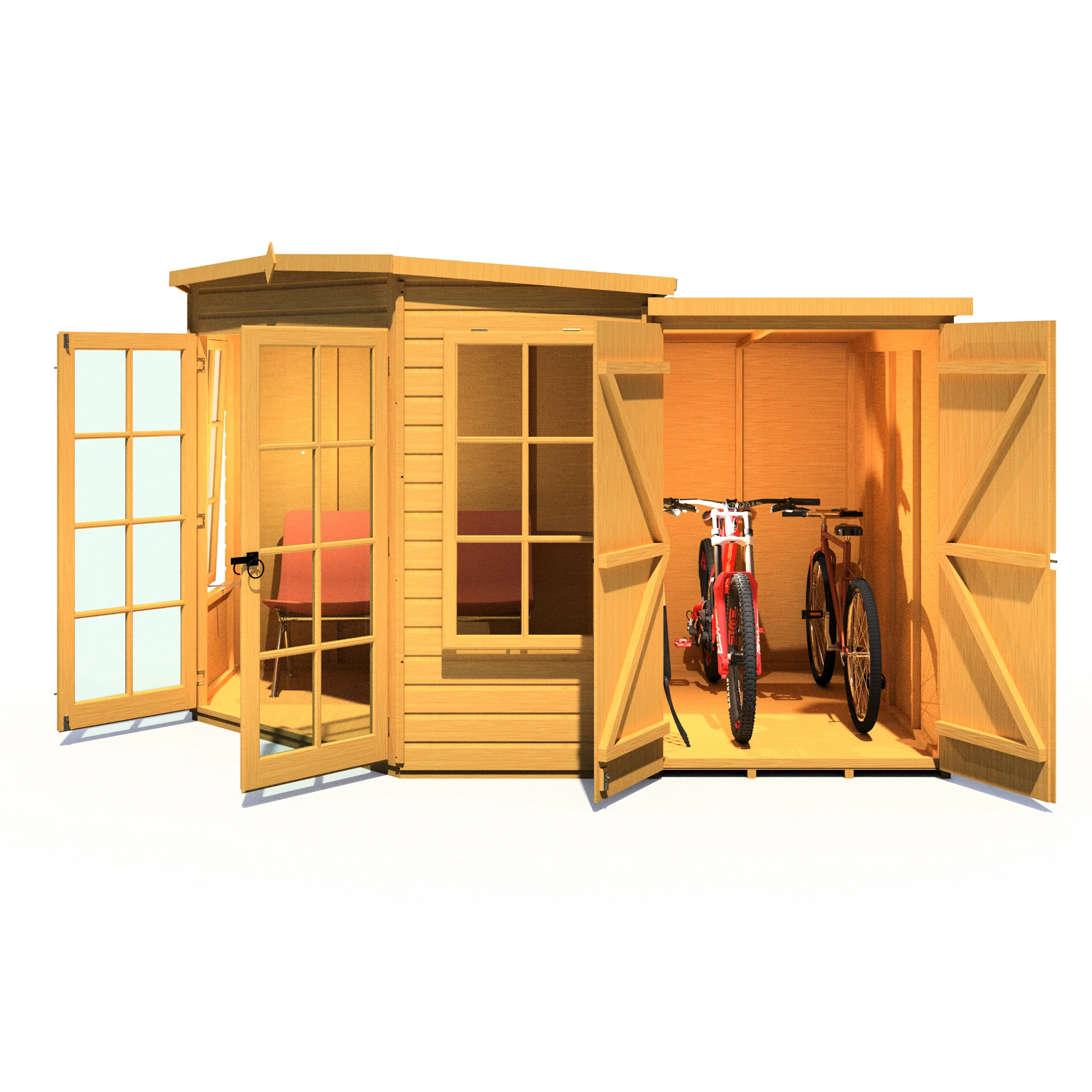 Shire Hampton 7x11 Corner Summerhouse with Side Shed - Image 8