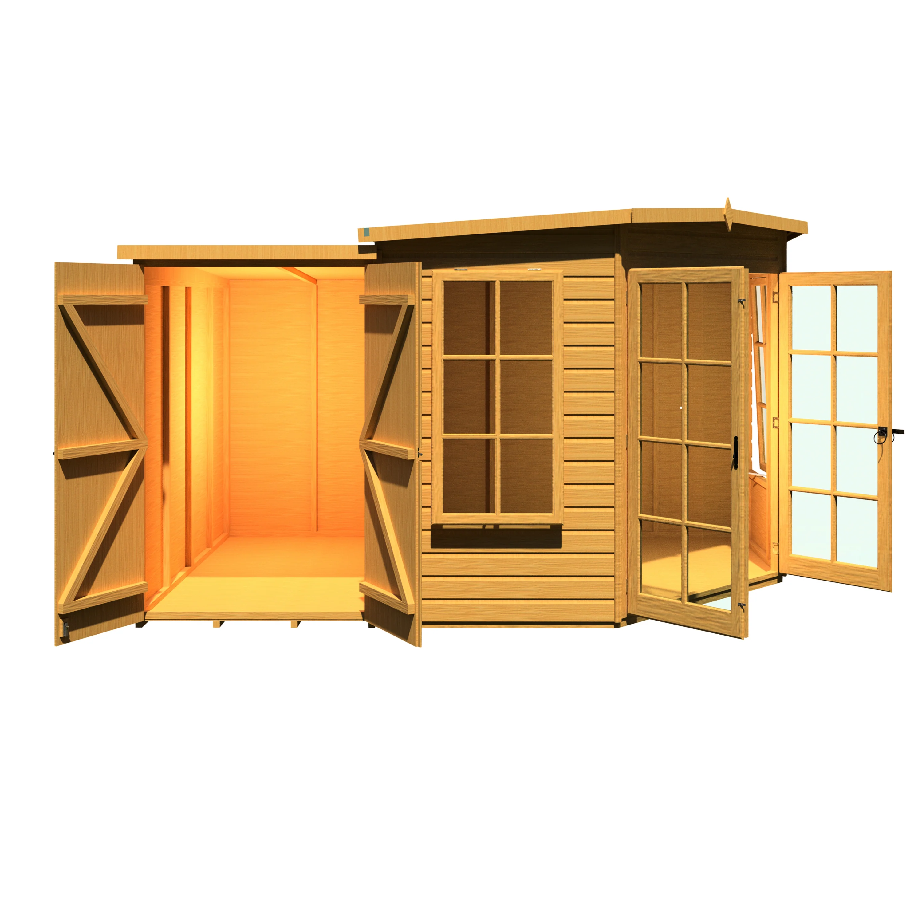 Shire Hampton 8x12 Corner Summerhouse with Side Shed - Image 2
