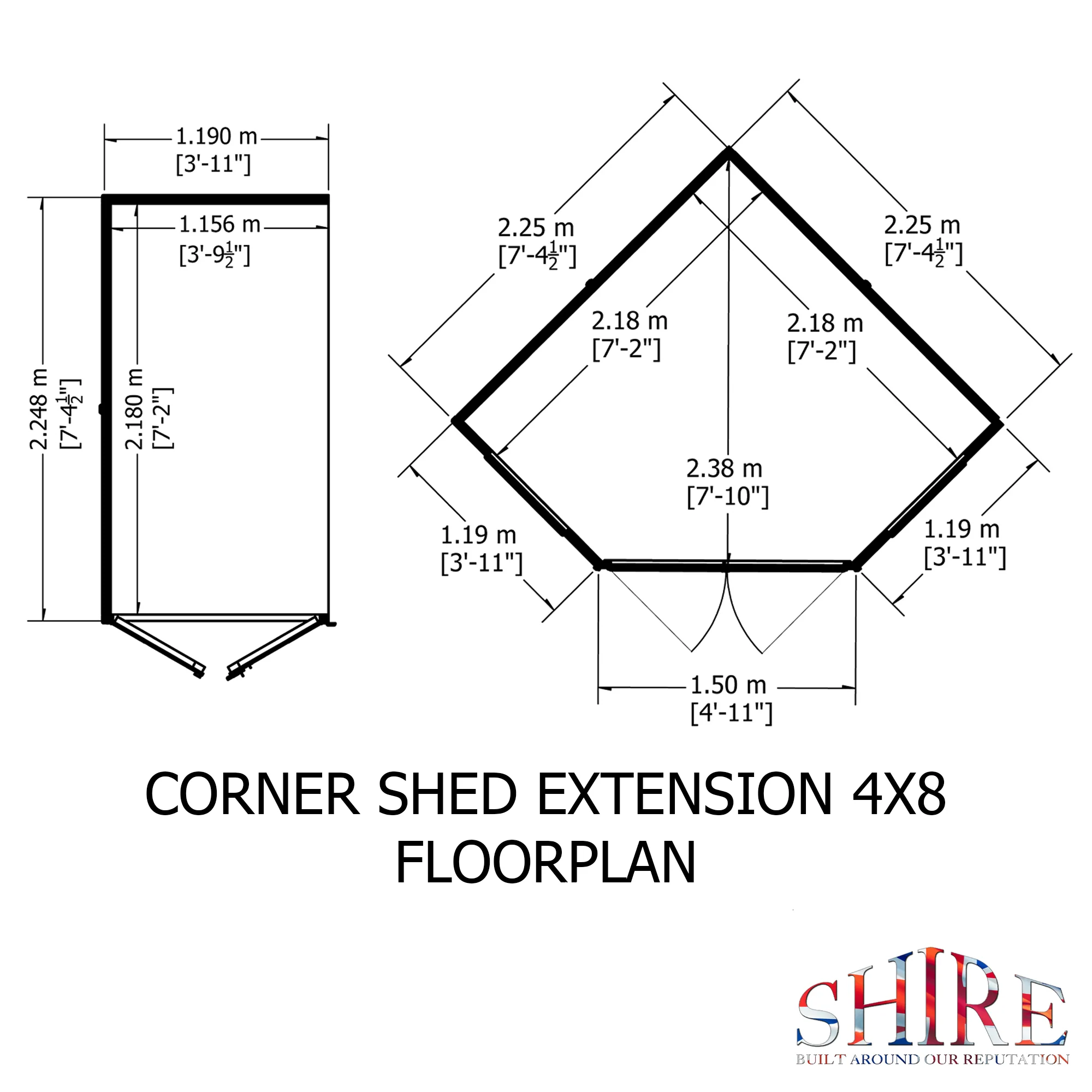 Shire Hampton 8x12 Corner Summerhouse with Side Shed - Image 3