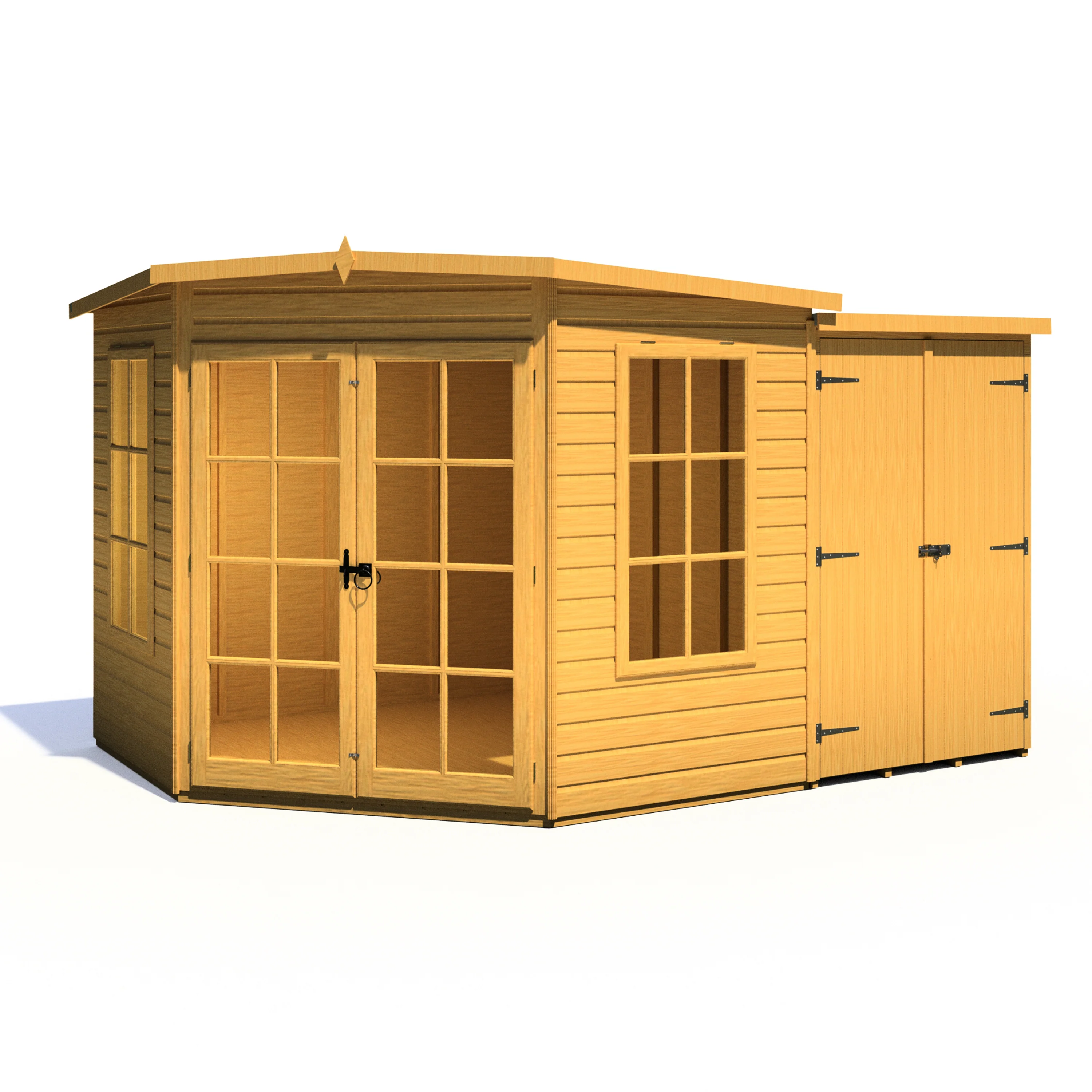 Shire Hampton 8x12 Corner Summerhouse with Side Shed - Image 5