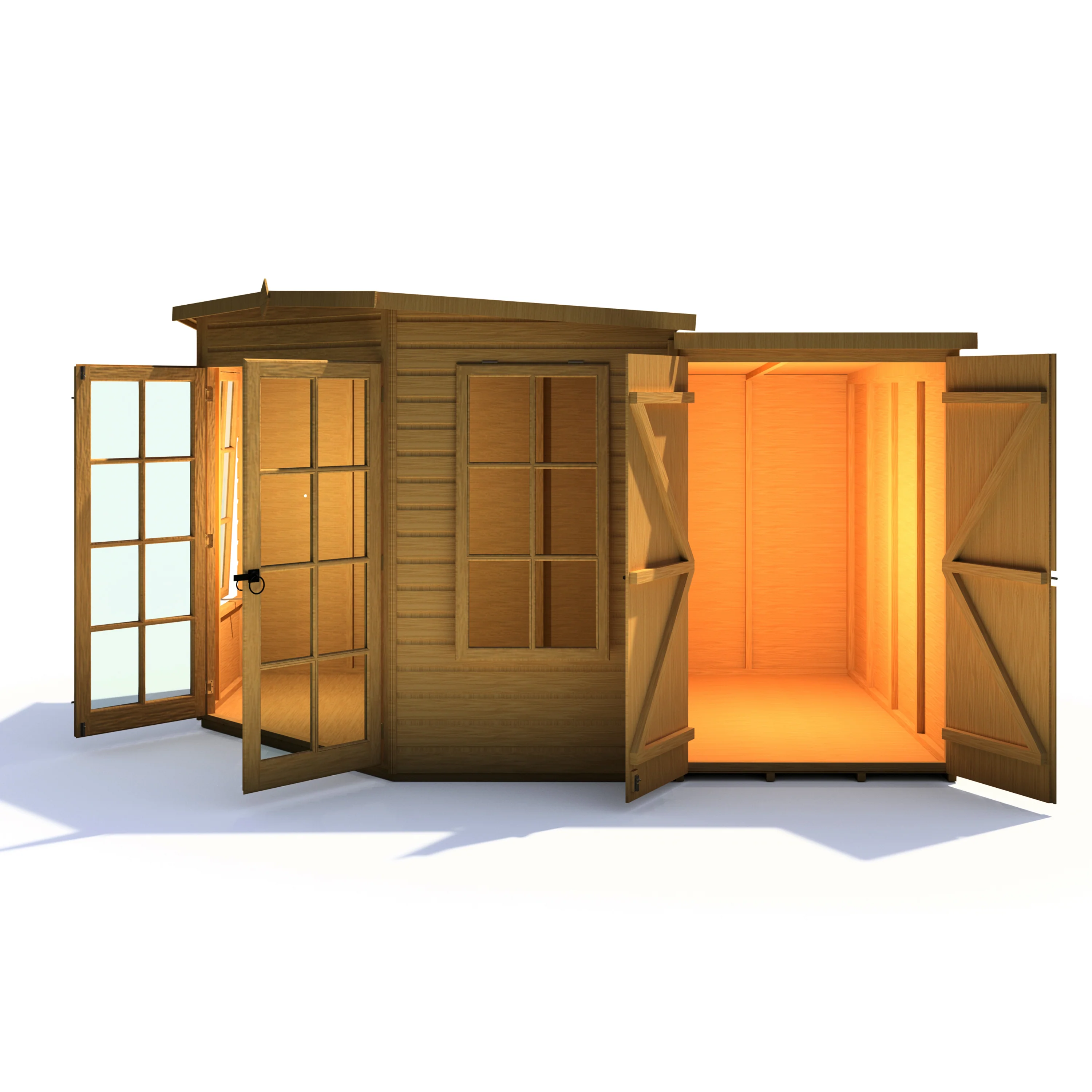 Shire Hampton 8x12 Corner Summerhouse with Side Shed - Image 6