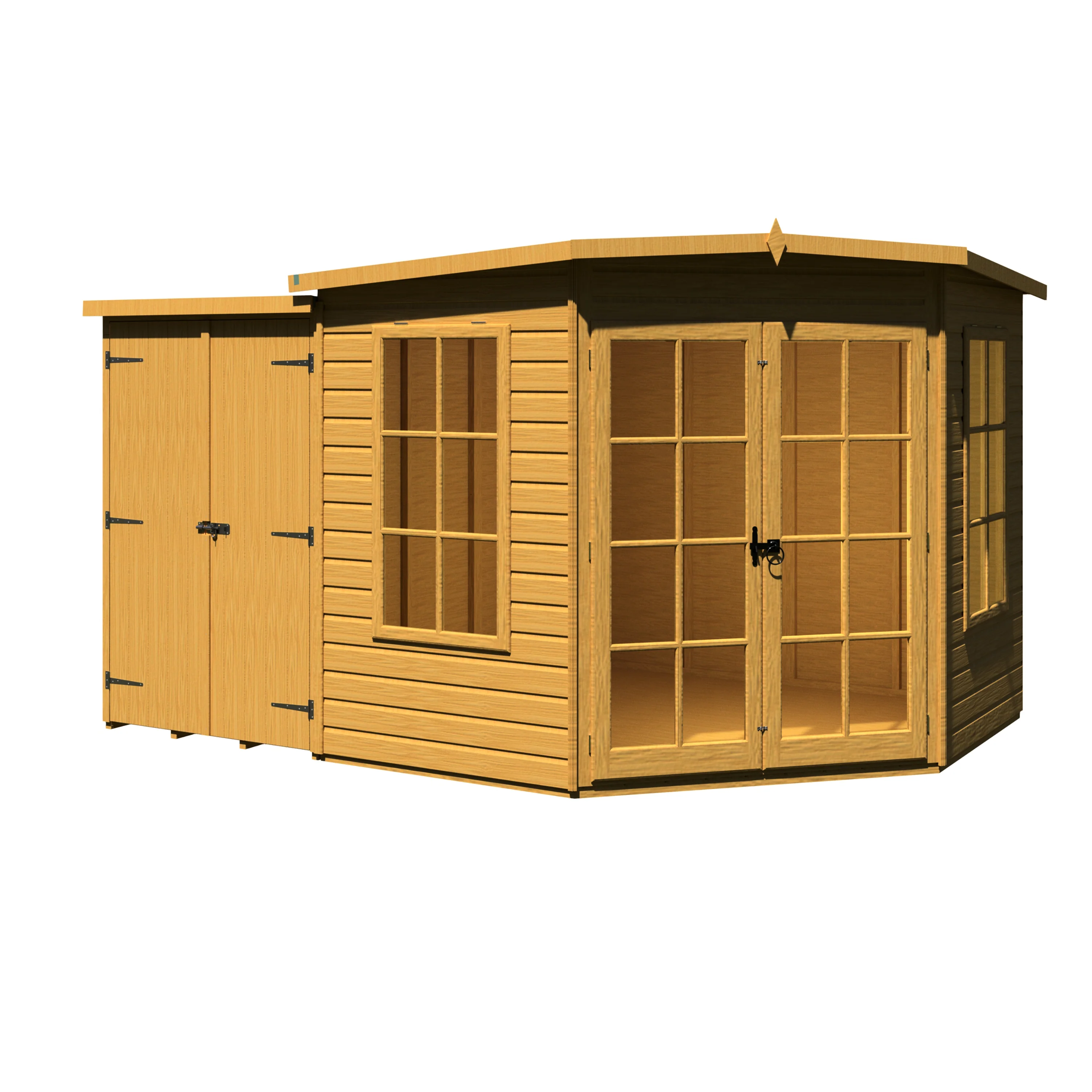 Shire Hampton 8x12 Corner Summerhouse with Side Shed - Image 9